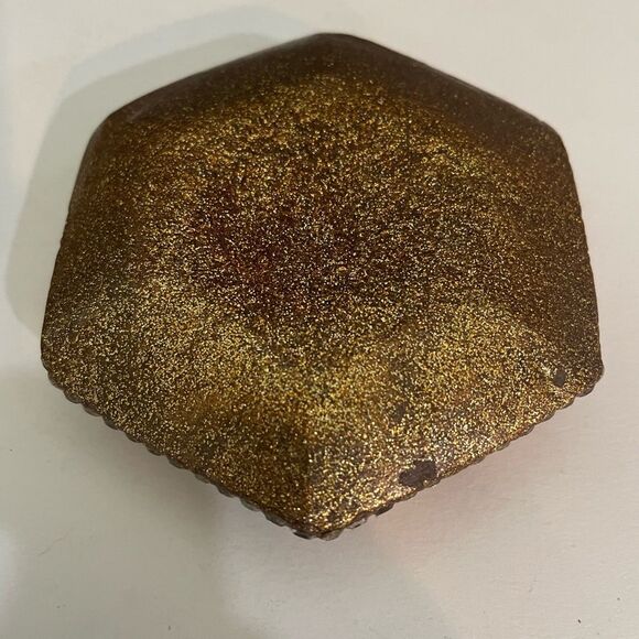 Hexagonal Mosaic Jeweled Gold Trinket Box - Picture 4 of 6